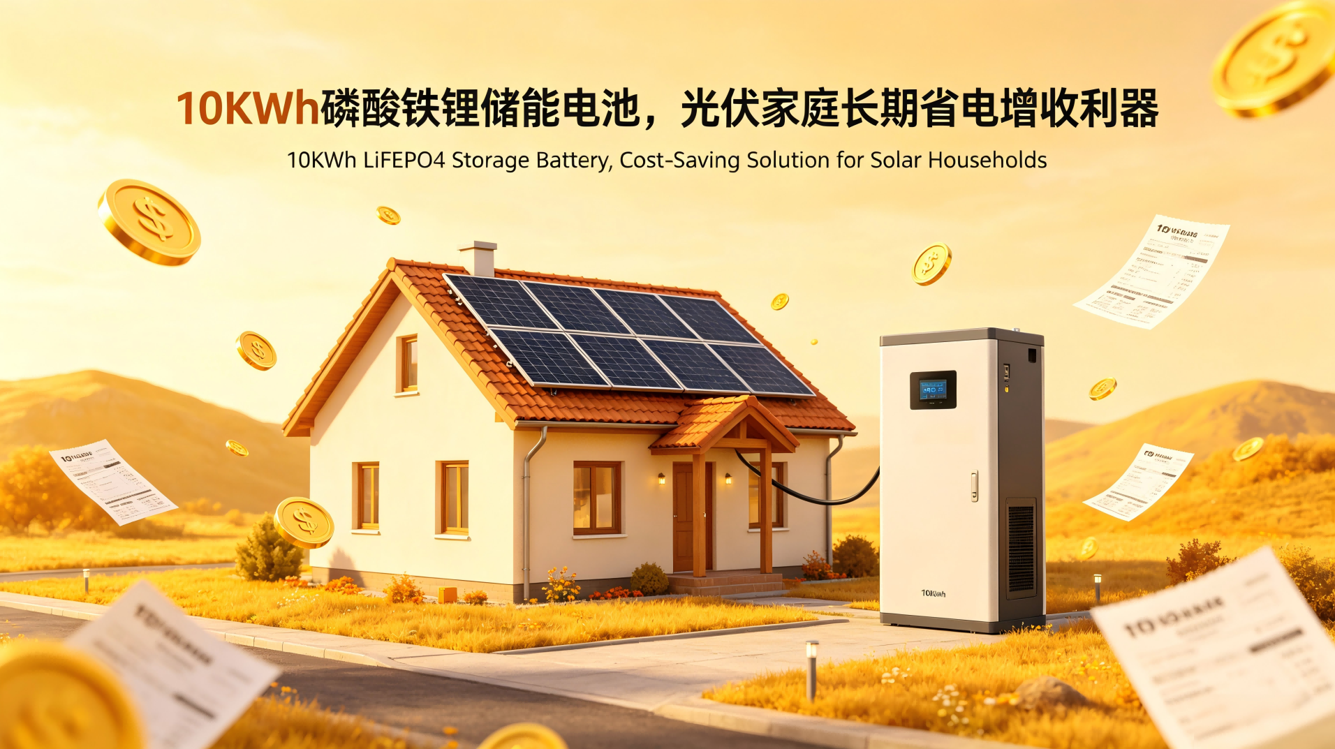 10KWh LiFePO4 Storage Battery, Cost-Saving Solution for Solar Households