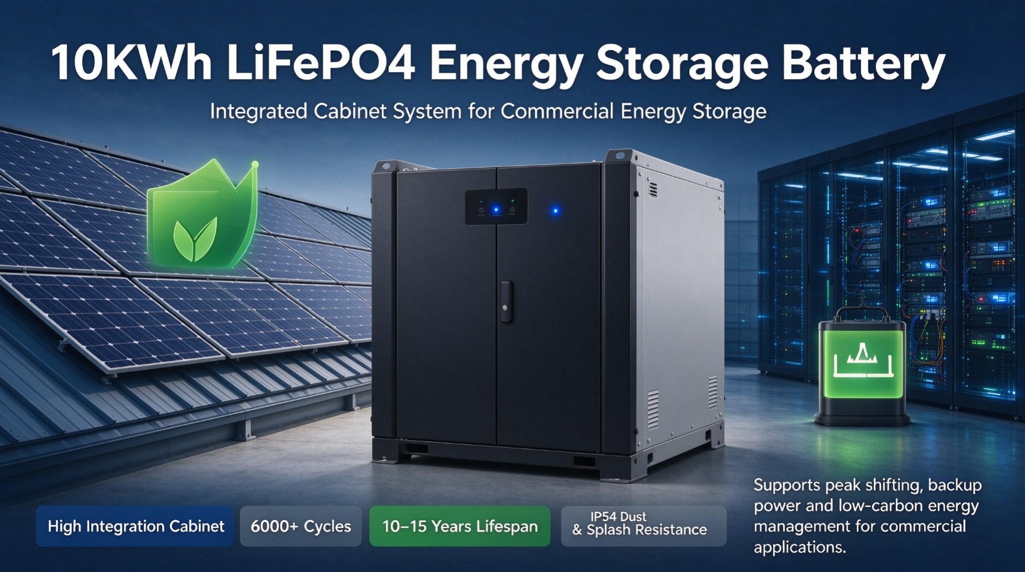 10KWh LiFePO4 Energy Storage Battery – Integrated Cabinet Energy Storage System for Commercial Use