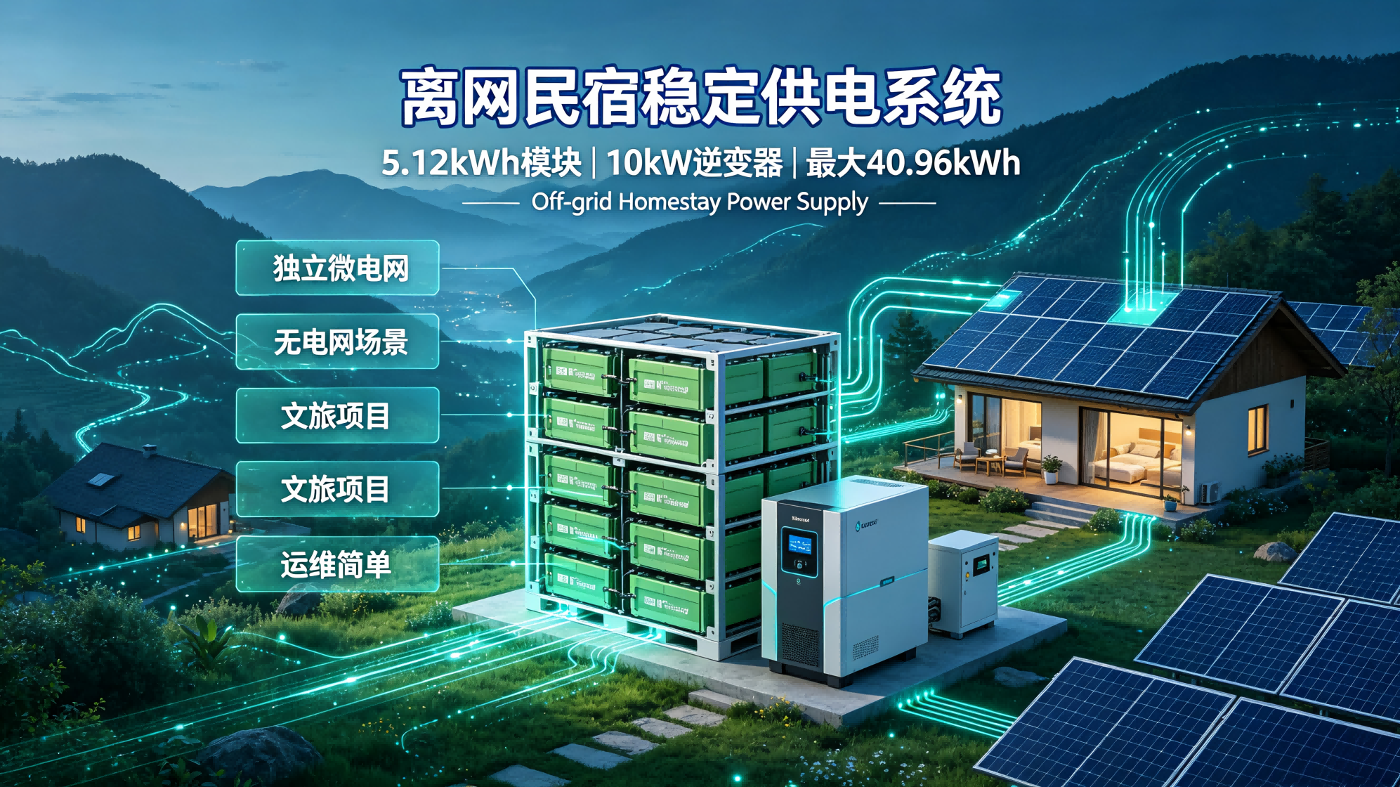 Stacked LFP Energy Storage Power Supply for Off-grid Homestays & Mountain Residences