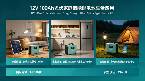 12V 100Ah photovoltaic household energy storage lithium battery