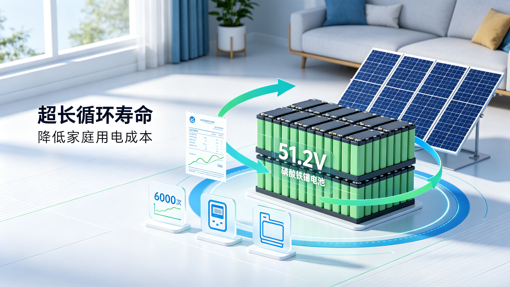 Ultra-long Cycle Life: 51.2V Storage Battery Reduces Household Power Costs
