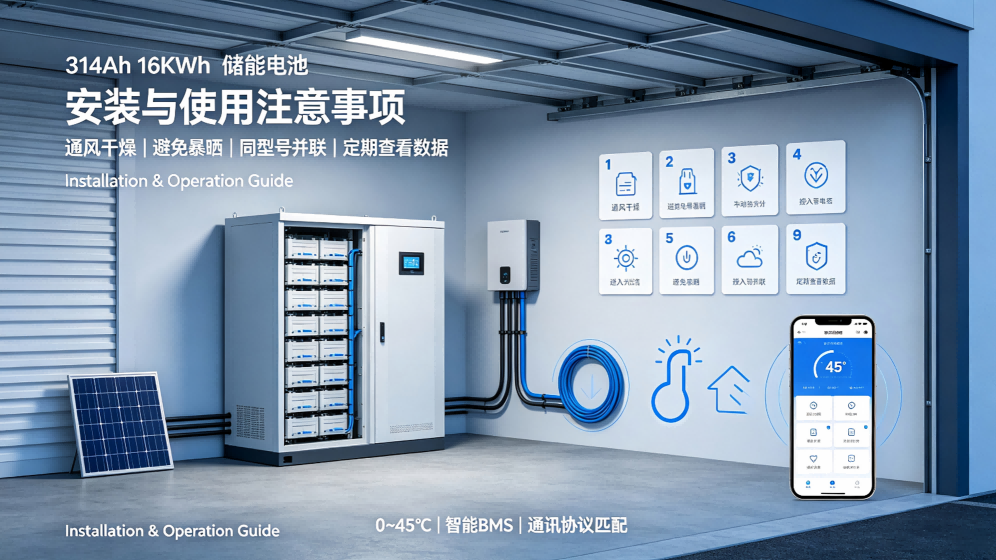 Energy Storage Tips: Installation & Operation Guide for 314Ah 16KWh LiFePO4 Battery