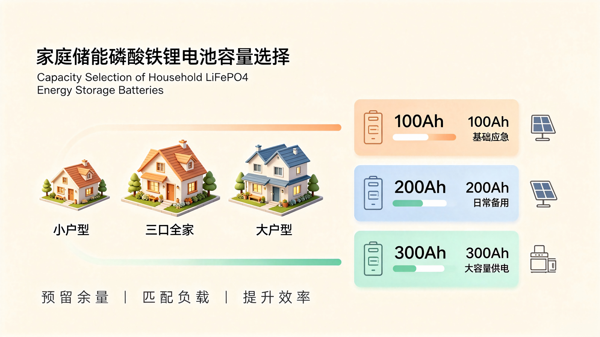 Capacity Selection of Household LiFePO4 Energy Storage Batteries