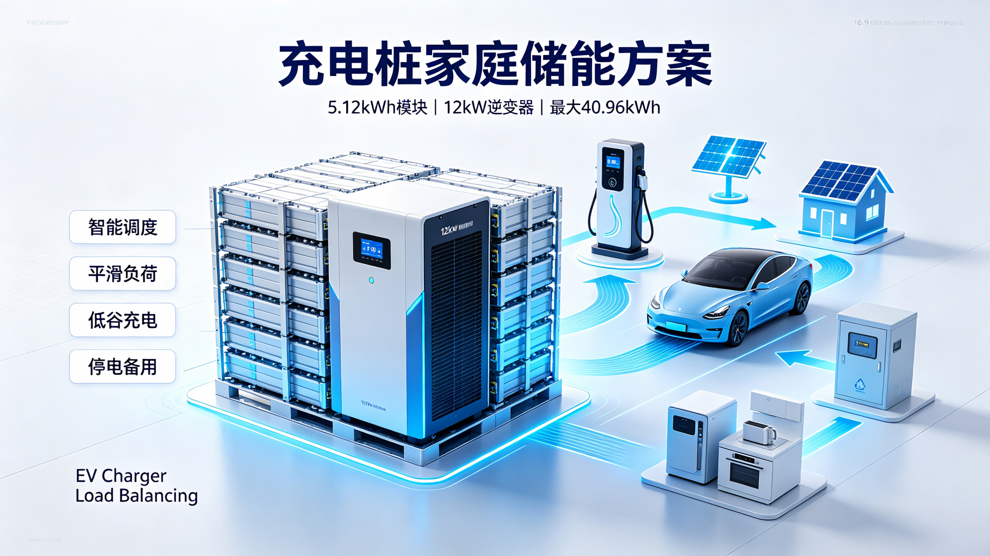 Stacked Energy Storage System for Houses with EV Chargers to Balance Power Load